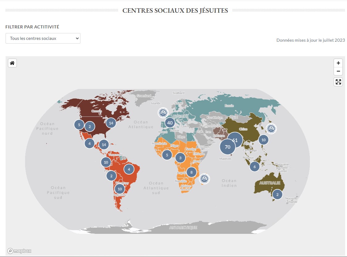 Global – Mise à jour de la carte mondiale des centres sociaux jésuites 2023