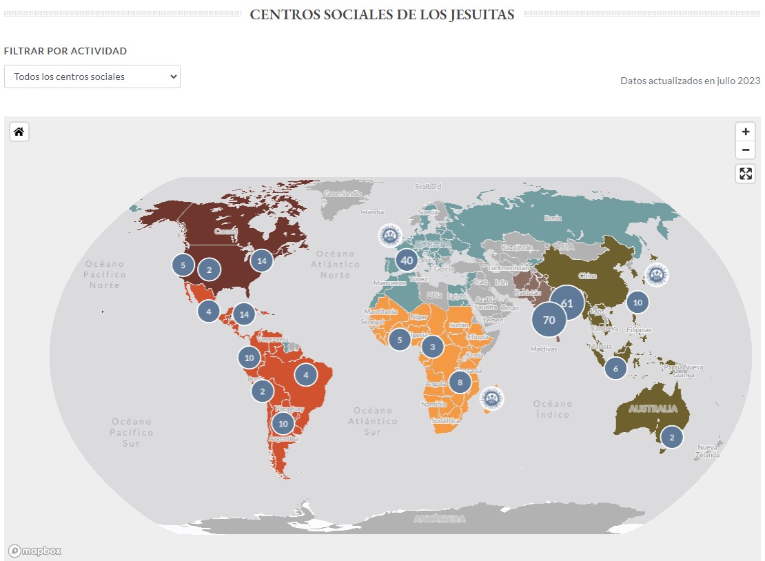 Global – Mapa Global Actualizado de los Centros Sociales Jesuitas 2023